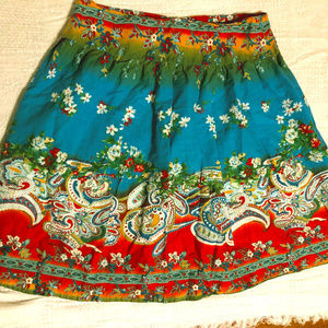 3/$15 **** RT DENIM Women 's Bright Flower Prints Skirt Sz 36